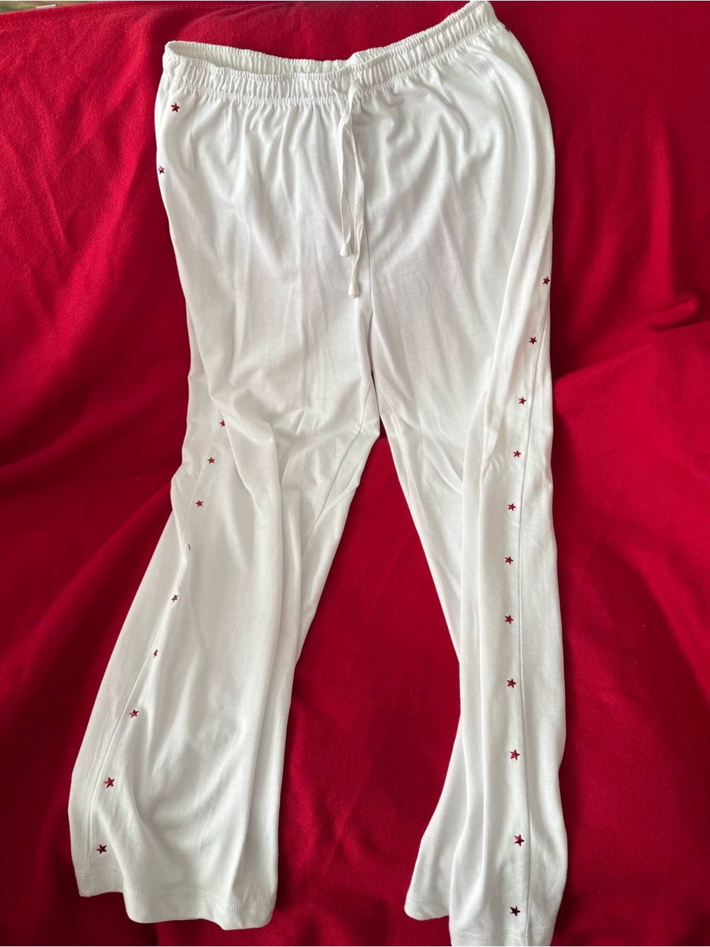 Onque Casuals White Track Pants with Red Star Accents